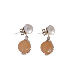 Sucibatu Earrings mabe pearl orange calcedony